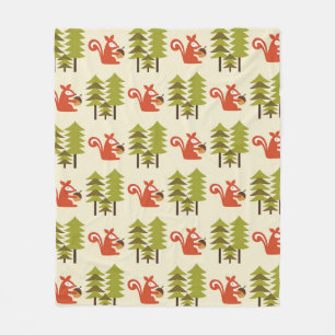 niedliches nahtloses Waldmuster-Design. Vintage Er Fleecedecke