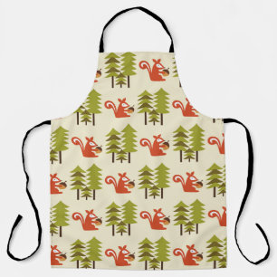 niedliches nahtloses Waldmuster-Design. Vintage Er Schürze