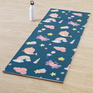 Niedliches Narwhal Fish Unicorn Regenbogenseemuste Yogamatte