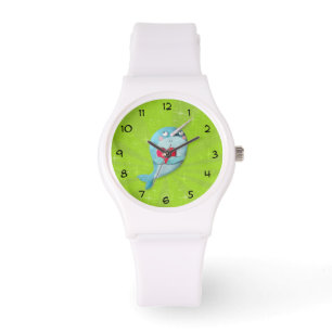 Niedliches Narwhal mit Herzen Armbanduhr