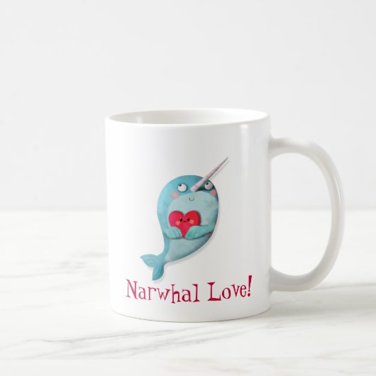 Niedliches Narwhal mit Herzen Kaffeetasse (Rechts)