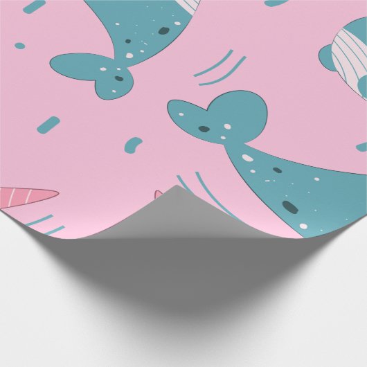 Niedliches Narwhal-Muster Geschenkpapier (Ecke)