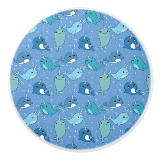 Niedliches Narwhal-Muster Keramikknauf (Vorderseite)