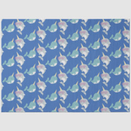Niedliches Narwhal Whimsical Cartoon Muster in Bla Seidenpapier