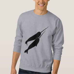 Niedliches Narwhals, das zusammen schwarze Sweatshirt