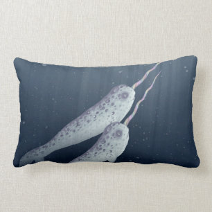 Niedliches Narwhals, das zusammen Underwater Lendenkissen
