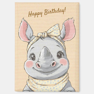 Niedliches Nashorn mit Bandana Kindergeburtstagsei Magnet