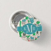 Niedliches natürliches Blumenkaktus-Muster Button (Vorne & Hinten)
