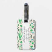 Niedliches natürliches Blumenkaktus-Muster Gepäckanhänger (Rückseite vertikal)