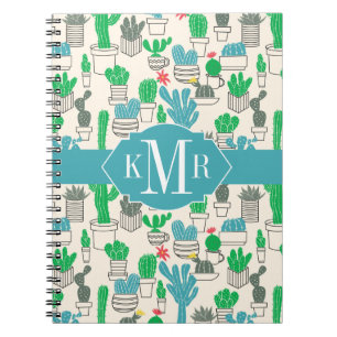 Niedliches natürliches Blumenkaktus-Muster Notizblock