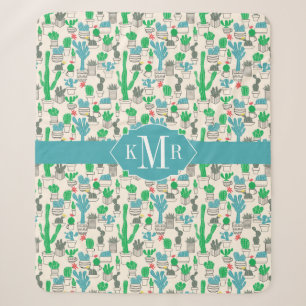 Niedliches natürliches Blumenkaktus-Muster Sherpadecke
