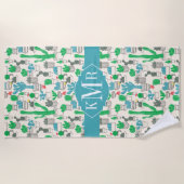 Niedliches natürliches Blumenkaktus-Muster Strandtuch (Vorderseite)