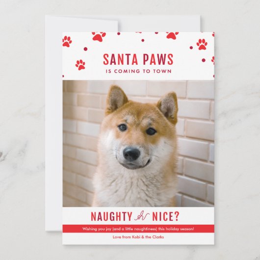 Niedliches Naughty oder Nice Hund Weihnachten Foto (Vorderseite)