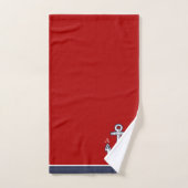 Niedliches Nautic Anchor Bad Red White Navy Blau Badhandtuch Set (Handtuch)