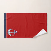 Niedliches Nautic Anchor Bad Red White Navy Blau Badhandtuch Set (Handtuch)