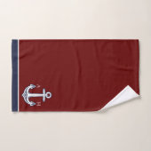 Niedliches Nautic Anchor Badezimmer Maroon Navy Bl Badhandtuch Set (Handtuch)