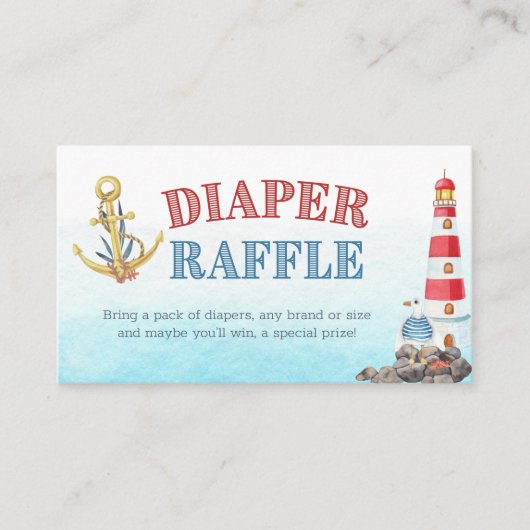 Niedliches Nautical Baby Shot Windeln Raffle Game Begleitkarte (Vorderseite)