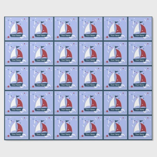 Niedliches Nautical Design für Segelboote Geschenkpapier (Flach)