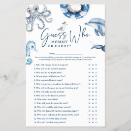 Niedliches Nautical "Guess Who" Baby Showspiel Flyer