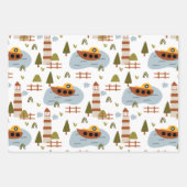 Niedliches Nautical Lighthouse Boat Kid Muster Par Geschenkpapier Set (Vorderseite 3)