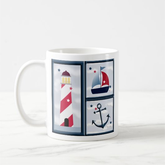 Niedliches Nautical Segeldesign 11oz Kaffeemaschin Kaffeetasse (Links)