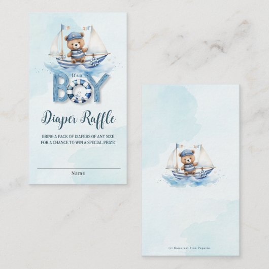 Niedliches Nautical Teddy Bären Boat Baby Diaper R Begleitkarte (Vorne/Hinten)
