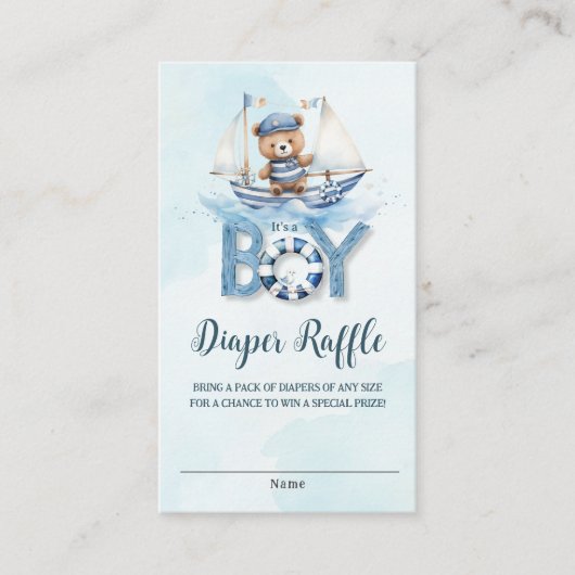 Niedliches Nautical Teddy Bären Boat Baby Diaper R Begleitkarte (Vorderseite)