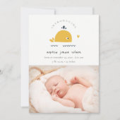 Niedliches Nautical Whale Heart Foto Geburtsankünd Dankeskarte (Vorderseite)