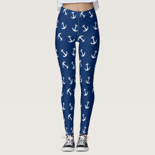 Niedliches Nautikmuster auf Navy Blue Leggings
