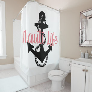 niedliches, nautisches NAUTI LIFE-Skript + Anker Duschvorhang