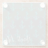 niedliches, nautisches NAUTI LIFE-Skript + Anker | Glasuntersetzer (Rückseite)