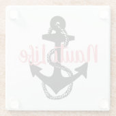 niedliches, nautisches NAUTI LIFE-Skript + Anker | Glasuntersetzer (Rückseite)