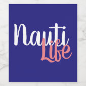 niedliches, nautisches NAUTI LIFE-Skript auf marin Weinetikett (Einzelnes Label)