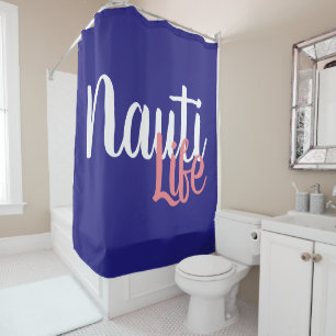 niedliches, nautisches NAUTI LIFE-Skript Duschvorhang