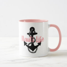 niedliches, nautisches NAUTI LIFE-Skript mit Anker Tasse