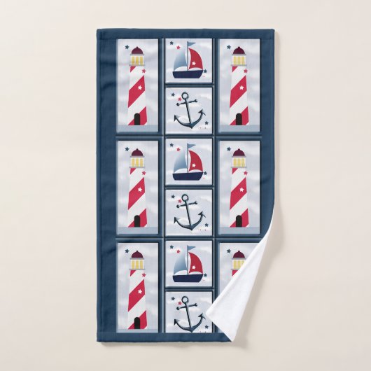 Niedliches nautisches Segeldesign Badhandtuch Set (Handtuch)