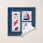 Niedliches nautisches Segeldesign Badhandtuch Set (Waschlappen)