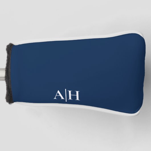 Niedliches Navy Blau und Weiß, moderne Monogramme Golf Headcover (Vorderseite)