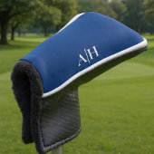 Niedliches Navy Blau und Weiß, moderne Monogramme Golf Headcover