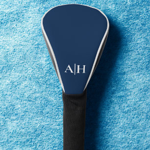 Niedliches Navy Blau und Weiß, moderne Monogramme Golf Headcover