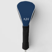 Niedliches Navy Blau und Weiß, moderne Monogramme Golf Headcover (Vorderseite)