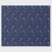 Niedliches Navy Blue and Hot Pink Floral Berries M Geschenkpapier (Flach)