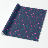 Niedliches Navy Blue and Hot Pink Floral Berries M Geschenkpapier (Ungerollt)