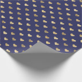 Niedliches Navy Blue Gold Hörmuster  Geschenkpapier (Ecke)