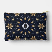 Niedliches Navy Blue White & Gold Mandala Dot Art Zubehörtasche (Rückseite)