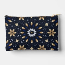 Niedliches Navy Blue White & Gold Mandala Dot Art 