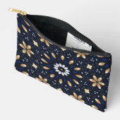 Niedliches Navy Blue White & Gold Mandala Dot Art Zubehörtasche (Offen)
