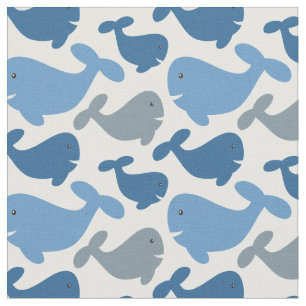 Niedliches Navy-Grauwal-Muster Stoff