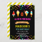 Niedliches Neoneis Geburtstagsaufenthalt Einladung (Vorne/Hinten)