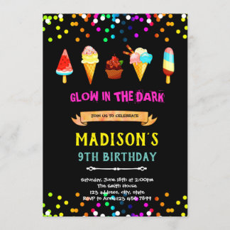 Niedliches Neoneis Geburtstagsaufenthalt Einladung